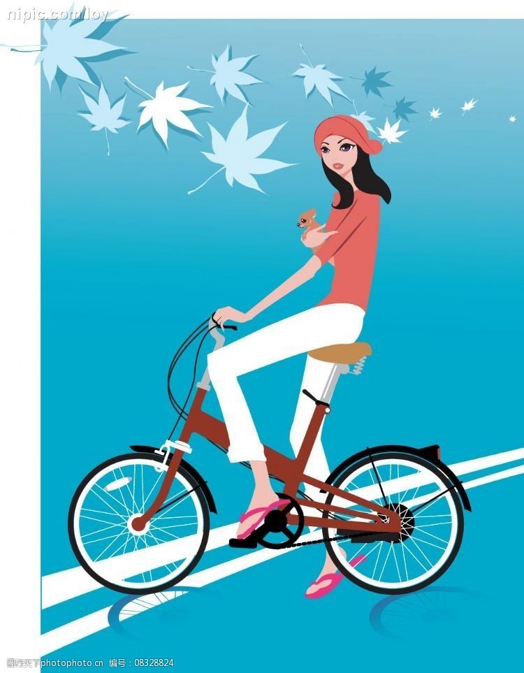 骑自行车美女图片