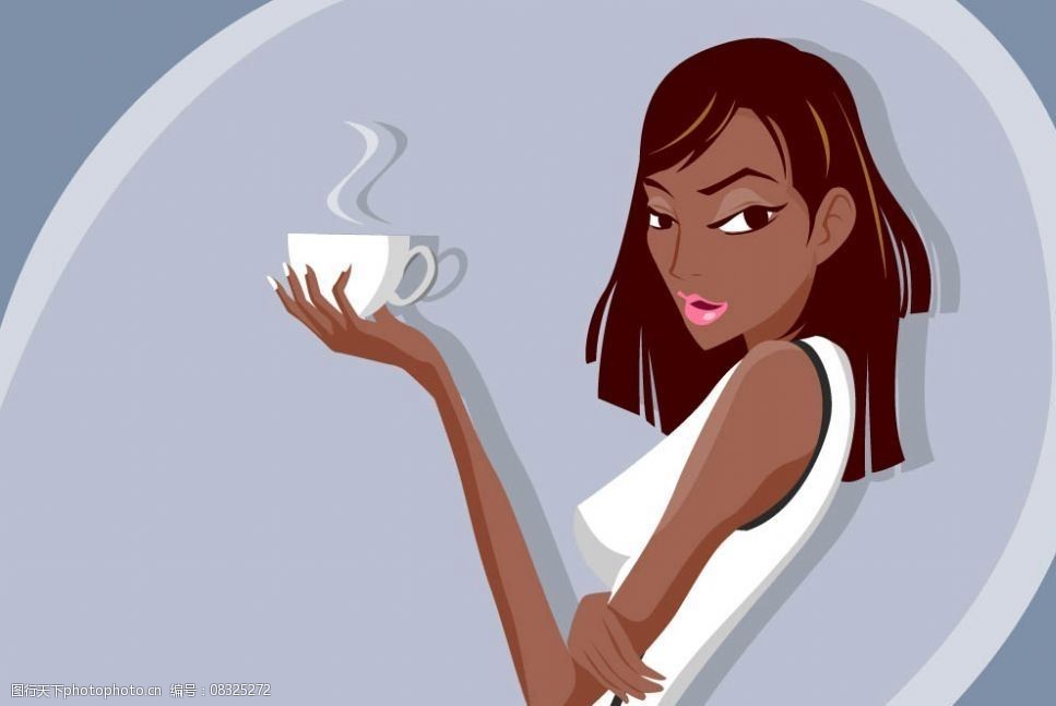 喝咖啡女孩图片