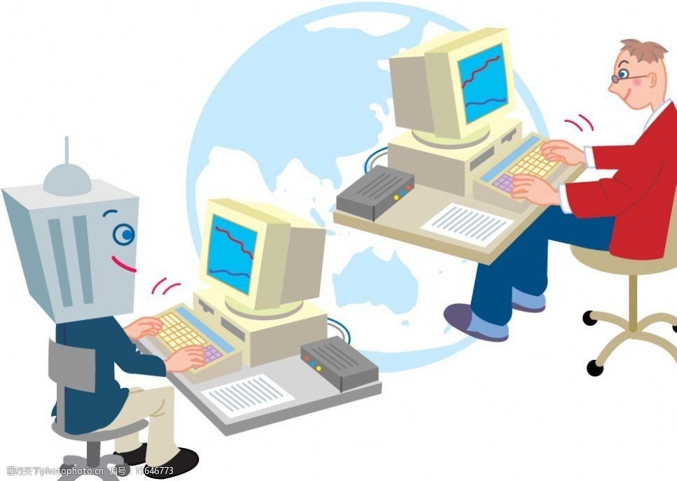 电脑办公漫画图片图片-图行天下图库