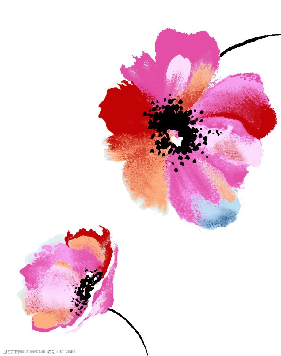 水墨花朵图案图片