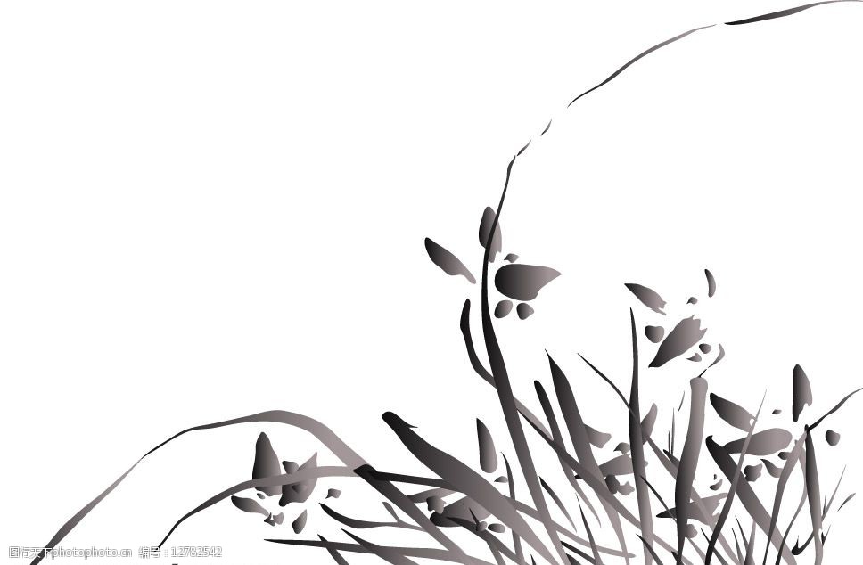 水墨花草3图片