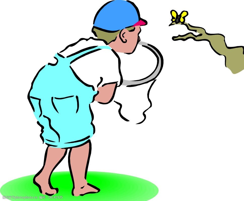 抓昆虫的儿童图片